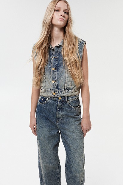 Vestă din denim cu broderie