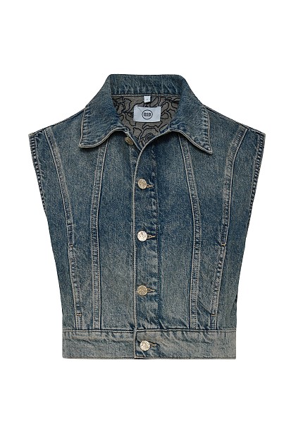 Denim embroidered vest