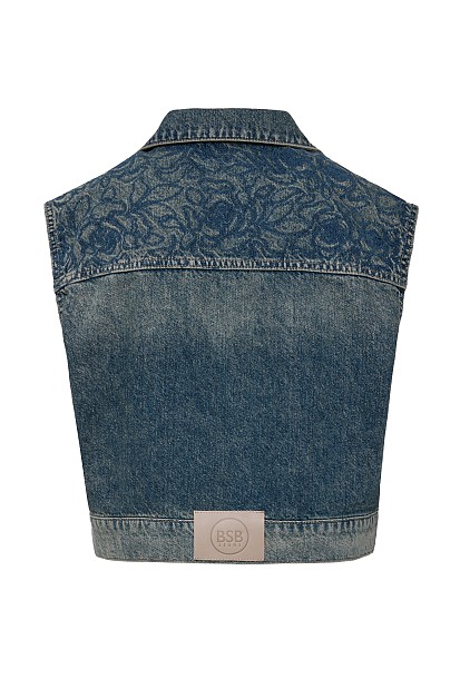 Denim embroidered vest