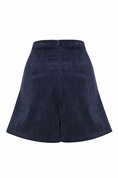 Velvet-look shorts with decorative buttons