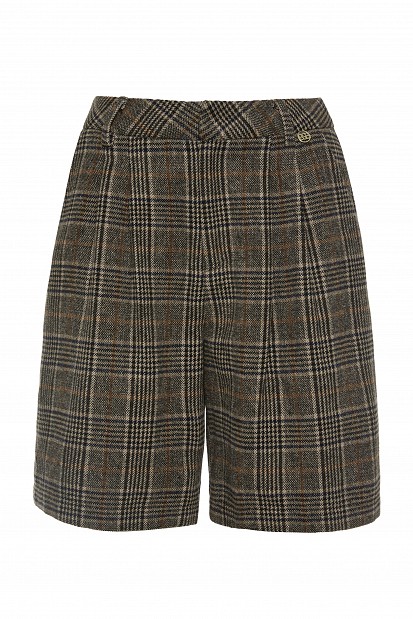 Plaid wool shorts