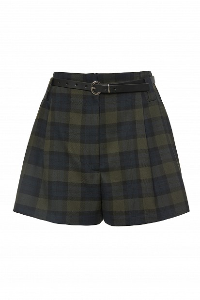 Checked shorts with pleats