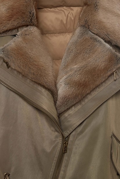 Parka jacket with faux fur collar