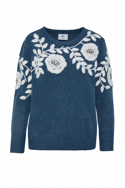 Embroidered flower-detail sweater