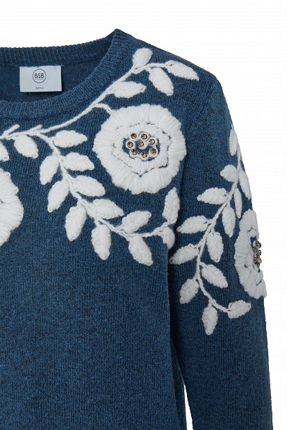 Embroidered flower-detail sweater