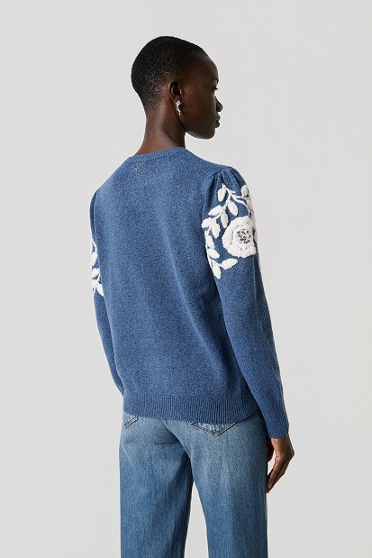 Embroidered flower-detail sweater