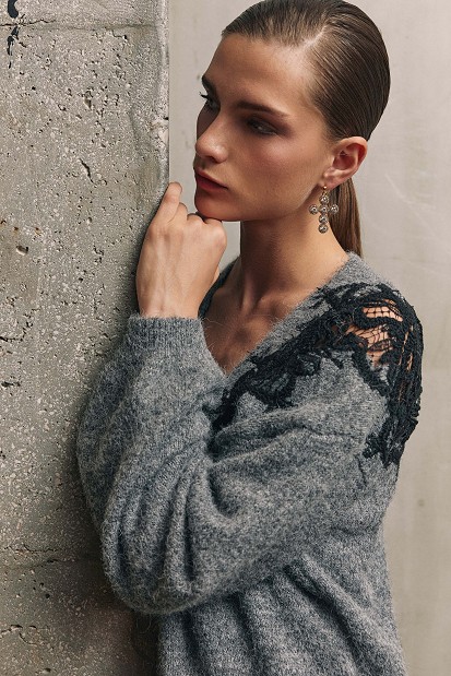 Sweater with lace detailing