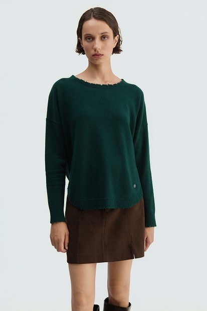 Wool sweater with distressed details