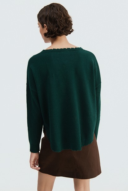 Wool sweater with distressed details