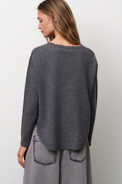 Wool sweater with distressed details