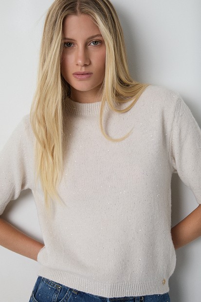 Short-sleeved sequin sweater
