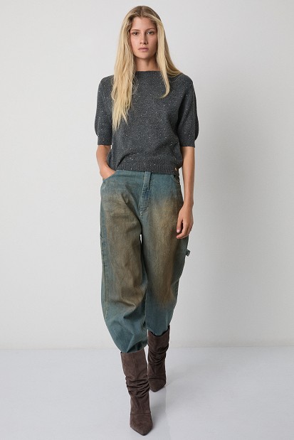 Short-sleeved sequin sweater