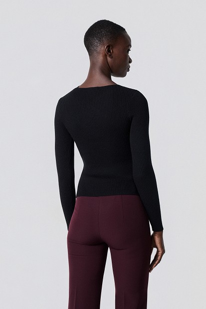 Ribbed sweater with rhinestone detailing