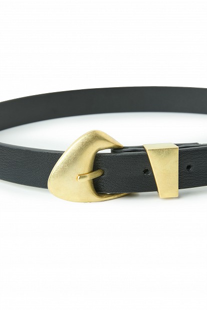 Leather belt with a metal buckle