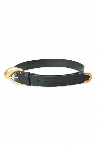 Leather belt with a buckle