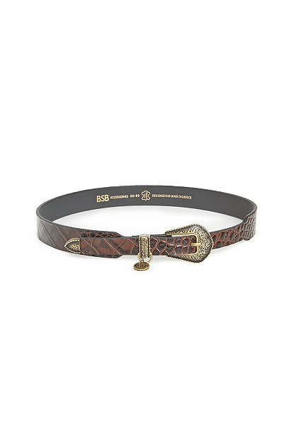 Leather belt with metal details