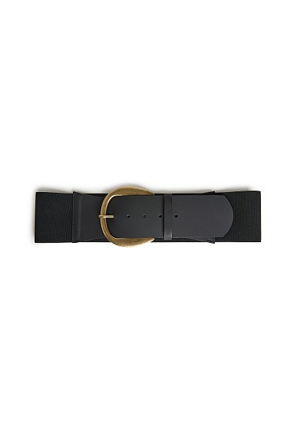 Wide elasticated leather belt