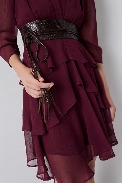 Snakeskin-effect leather belt