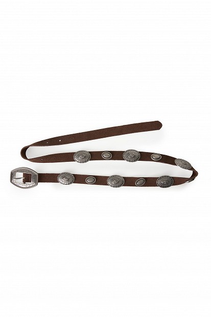 Suede leather belt with decorative details