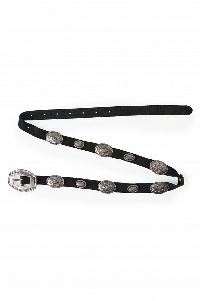 Suede leather belt with decorative details