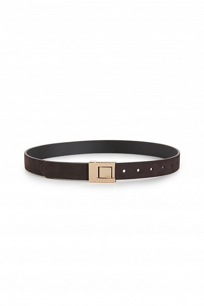 Suede belt with a metal buckle
