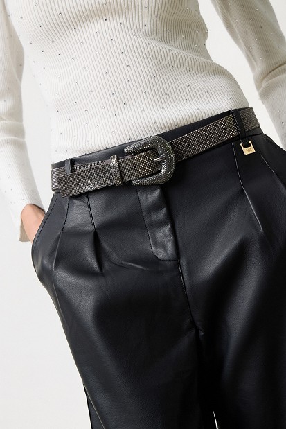 Rhinestone belt with buckle