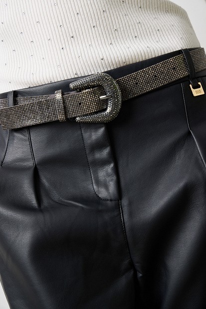 Rhinestone belt with buckle
