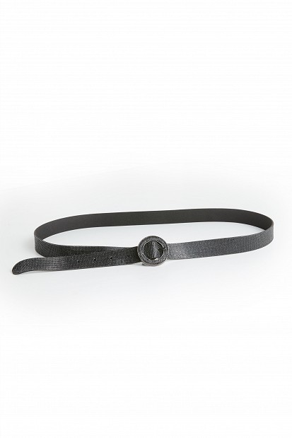 Rhinestone belt with a round buckle