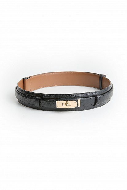 Leather belt with a metal buckle