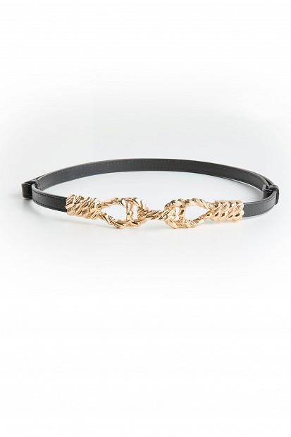 Belt with a metal buckle