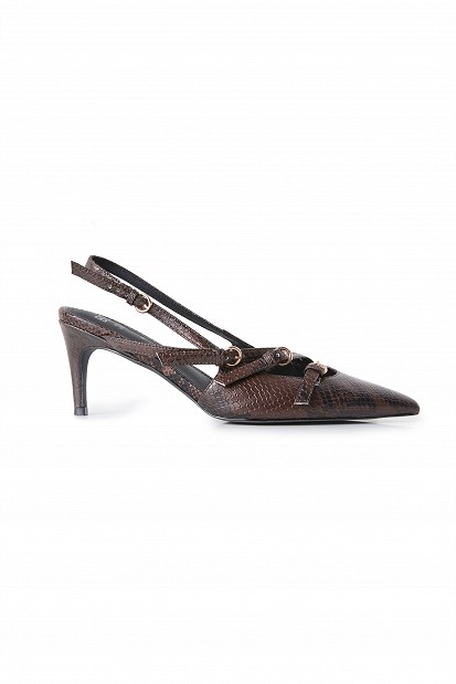 Leather snake-effect heels