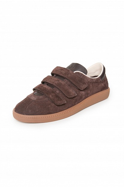 Suede sneakers with velcro straps