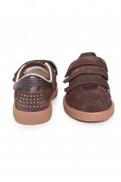Suede sneakers with velcro straps