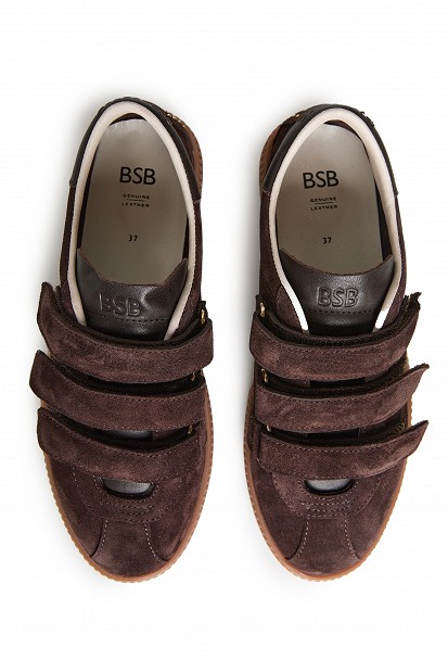 Suede sneakers with velcro straps