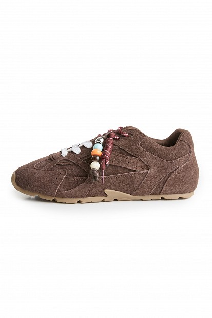 Sneakers din piele întoarsă cu detalii decorative