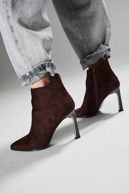 Suede high-heel ankle boots