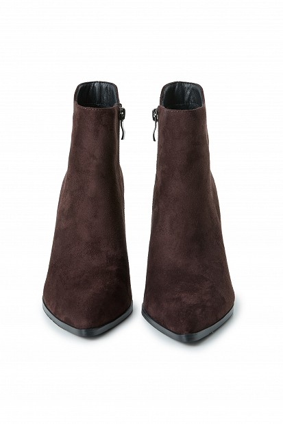 Botine din piele întoarsă cu toc înalt