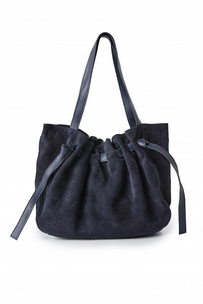 Ruched suede shoulder bag