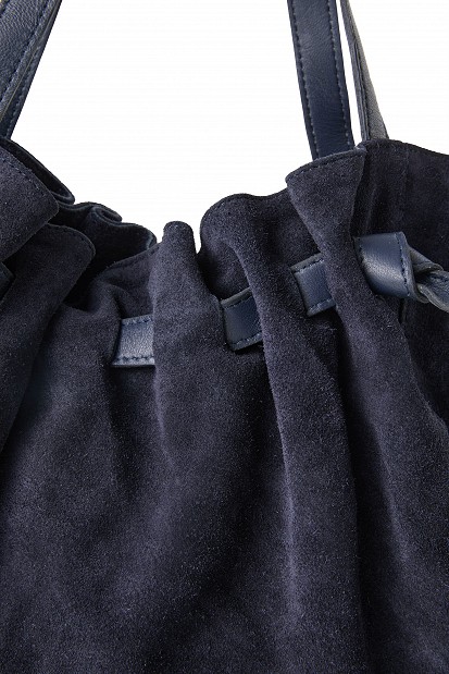 Ruched suede shoulder bag