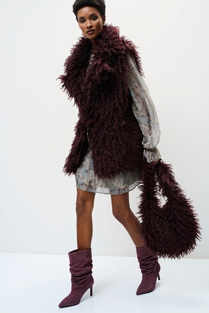 Faux fur shoulder bag
