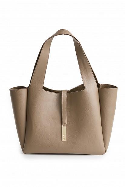Shopper bag with a gold-tone buckle
