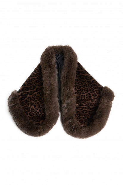 Animal-print faux fur stole
