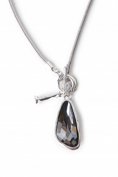 Long necklace with a decorative stone