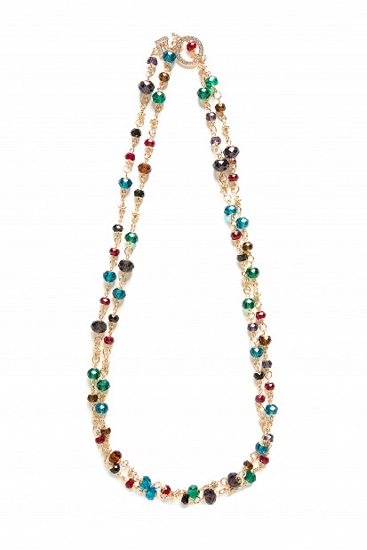 Long necklace with multicoloured beads
