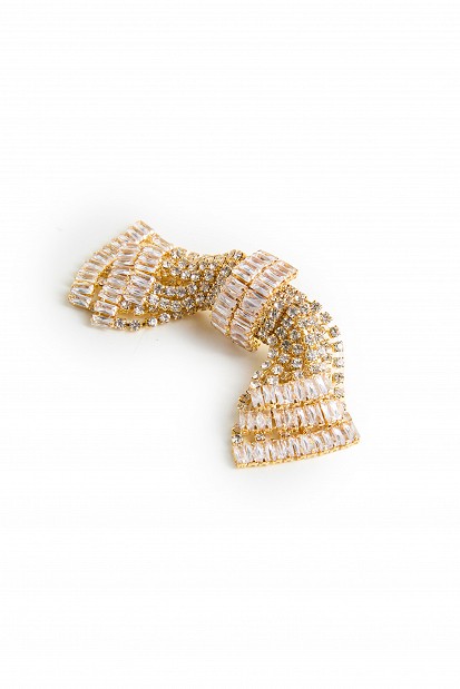 Bow-shaped crystal earrings