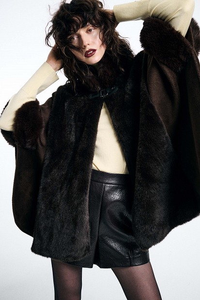 Faux fur cape