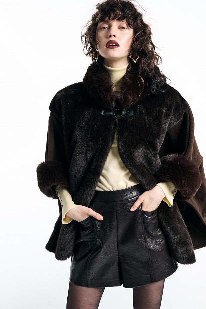 Faux fur cape