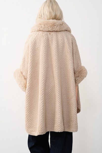 Faux fur cape with textured fur