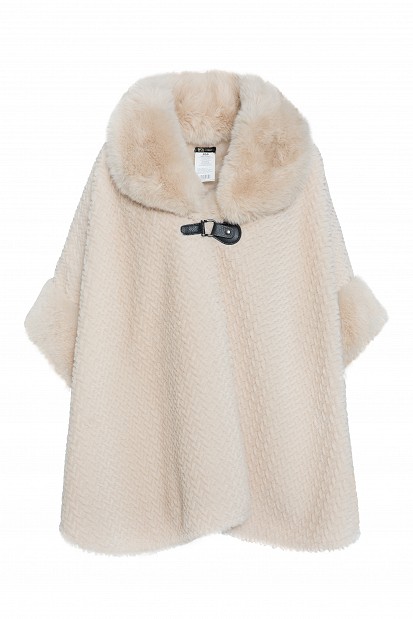 Faux fur cape with textured fur