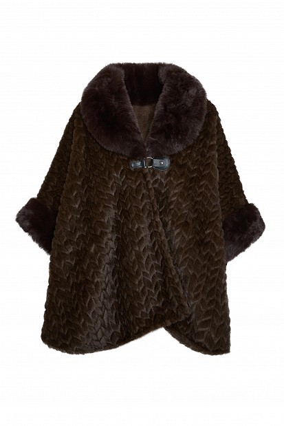 Faux fur cape with textured fur